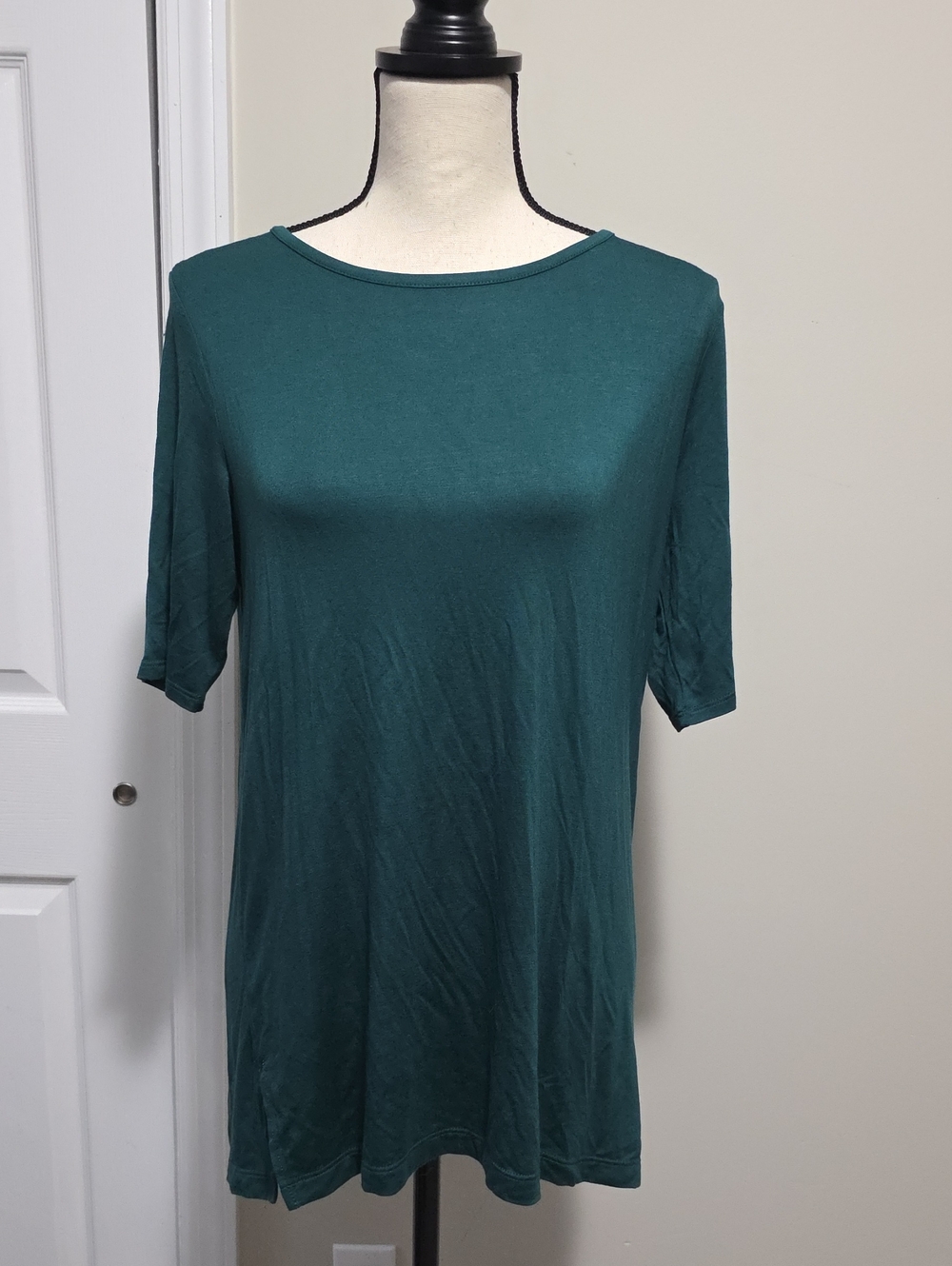 Staccato Short Sleeve Elbow Sleeve Tunic Tee Shirt Dark Green Small Stitch Fix